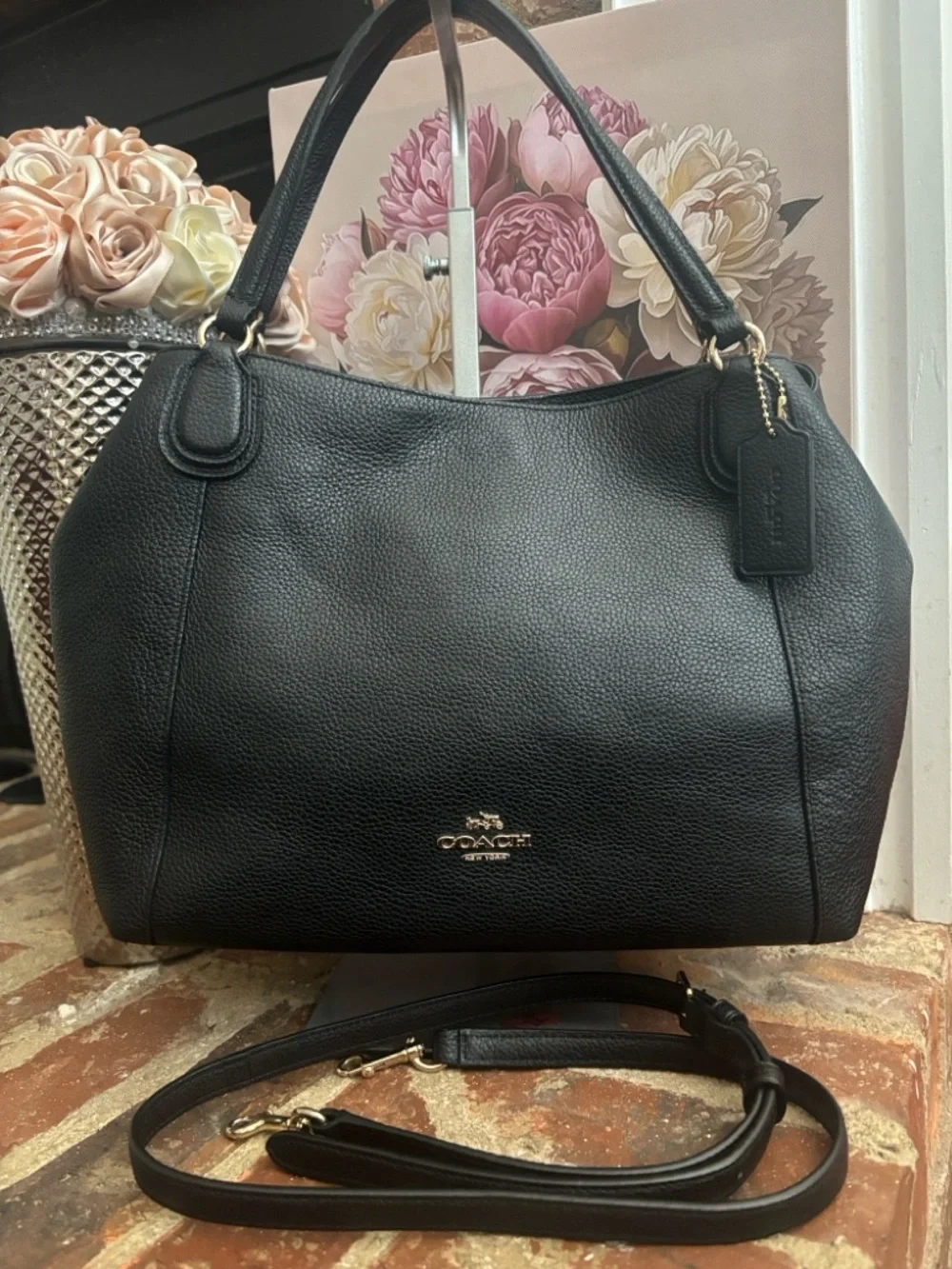 Coach Black Pebbled Leather Hobo Bag with Gold Hardware - Picture 1 of 7